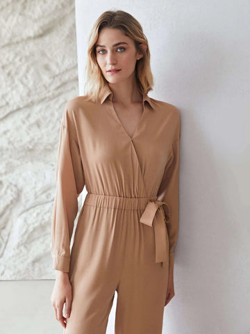 MOTF PREMIUM VISCOSE GATHERED WRAP JUMPSUIT