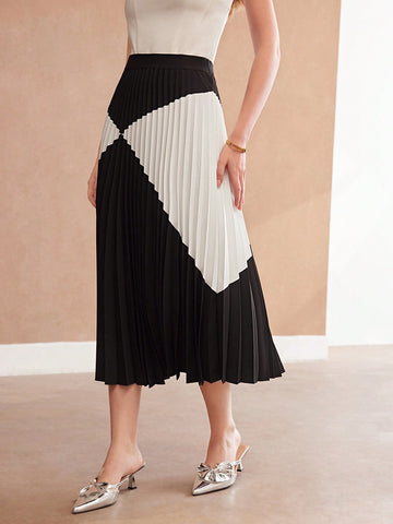 MOTF PREMIUM WOMEN'S COLORBLOCK PLEATED SKIRT