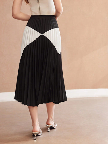 MOTF PREMIUM WOMEN'S COLORBLOCK PLEATED SKIRT