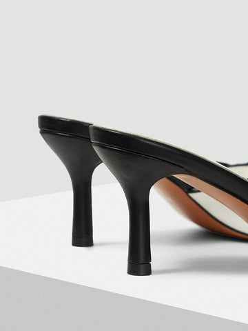 WOMEN'S FASHIONABLE AND ELEGANT TWO TONE BOW DETAIL POINTED HIGH HEEL PUMPS