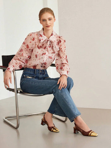 MOTF PREMIUM WOMEN'S FASHION CONTRAST COLOR POINTED TOE THICK HEEL HIGH HEEL