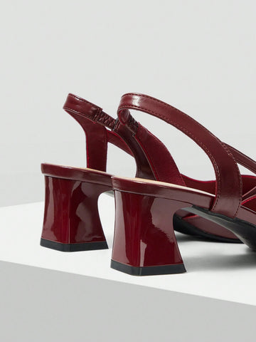 MOTF PREMIUM WOMEN'S FASHION CONTRAST COLOR POINTED TOE THICK HEEL HIGH HEEL