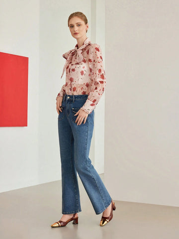 MOTF PREMIUM WOMEN'S FASHION CONTRAST COLOR POINTED TOE THICK HEEL HIGH HEEL