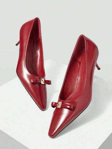WOMEN'S POINTED LOW HEEL BOW KNOT PUMPS