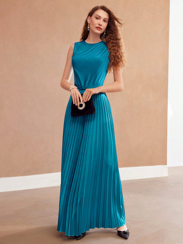 MOTF PREMIUM WOMEN'S SLEEVELESS PLEATED WIDE LEG JUMPSUIT