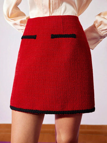 MOTF PREMIUM WOOL-BLEND TWEED SKIRT