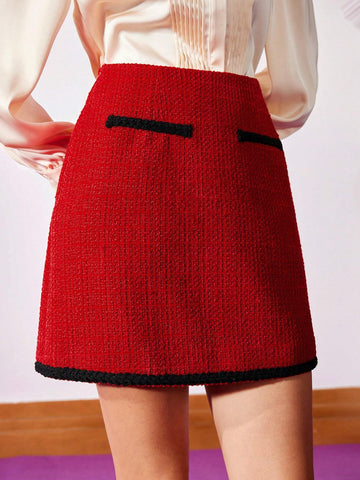 MOTF PREMIUM WOOL-BLEND TWEED SKIRT