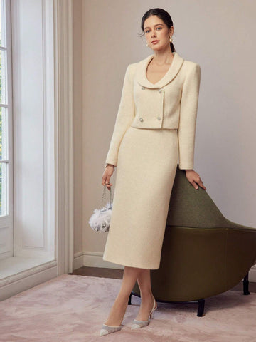 MOTF PREMIUM WOOL SOLID SPLIT BACK STRAIGHT SKIRT