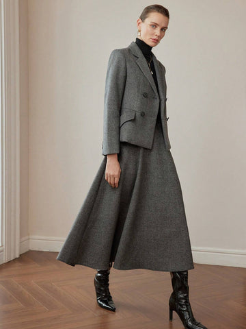 MOTF PREMIUM WOOL ZIPPER SIDE FLARE SKIRT