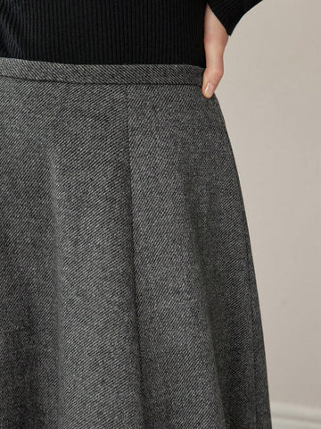 MOTF PREMIUM WOOL ZIPPER SIDE FLARE SKIRT