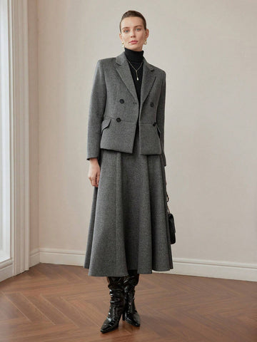 MOTF PREMIUM WOOL ZIPPER SIDE FLARE SKIRT