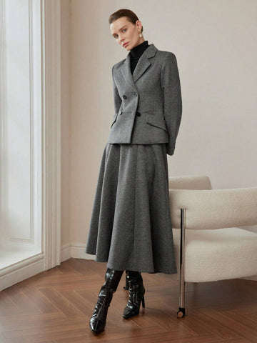MOTF PREMIUM WOOL ZIPPER SIDE FLARE SKIRT
