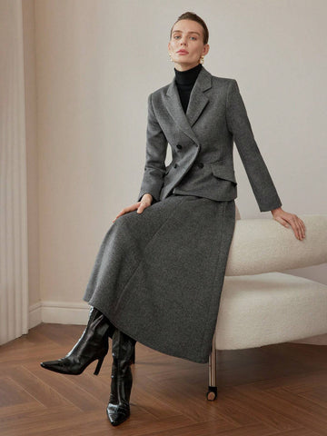MOTF PREMIUM WOOL ZIPPER SIDE FLARE SKIRT