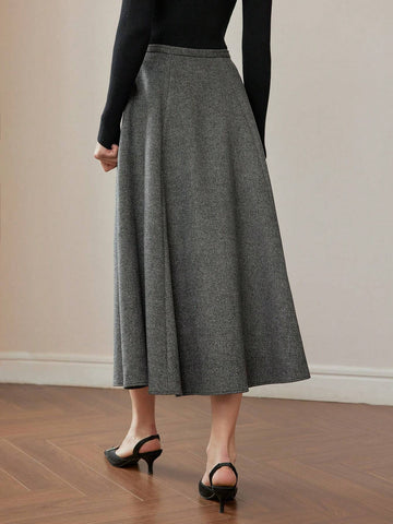 MOTF PREMIUM WOOL ZIPPER SIDE FLARE SKIRT