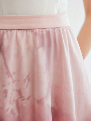 MOTF PREMIUM WOVEN DRAPED FLORAL PRINT SKIRT
