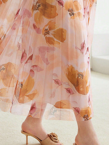 MOTF PREMIUM WOVEN FLOWING FLOWER PRINT SKIRT