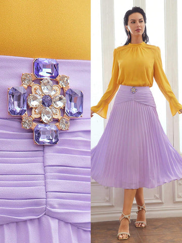 MOTF PREMIUM WOVEN GATHERED BIAS CUT MIDI SKIRT