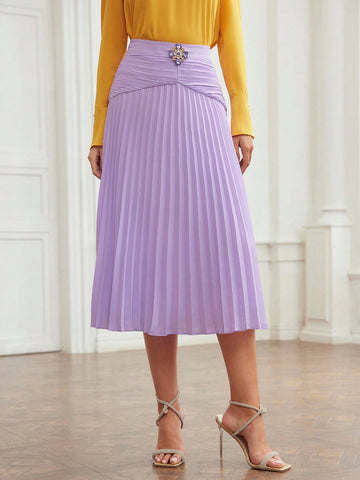 MOTF PREMIUM WOVEN GATHERED BIAS CUT MIDI SKIRT