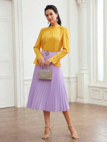 MOTF PREMIUM WOVEN GATHERED BIAS CUT MIDI SKIRT