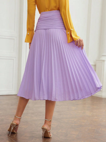 MOTF PREMIUM WOVEN GATHERED BIAS CUT MIDI SKIRT
