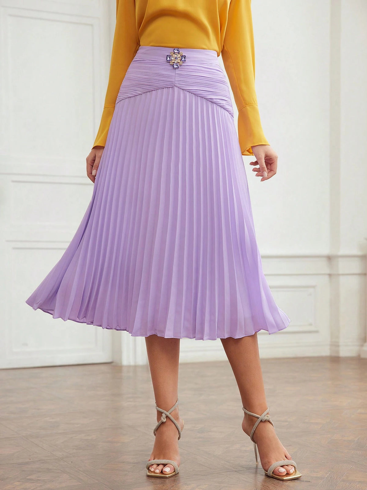 MOTF PREMIUM WOVEN GATHERED BIAS CUT MIDI SKIRT