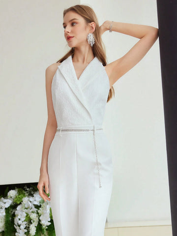 MOTF PREMIUM WOVEN STRUCTURED PRESS CREASE JUMPSUIT