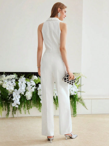 MOTF PREMIUM WOVEN STRUCTURED PRESS CREASE JUMPSUIT