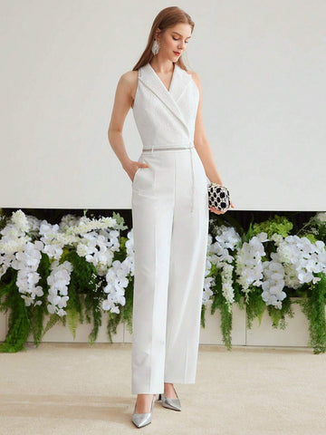 MOTF PREMIUM WOVEN STRUCTURED PRESS CREASE JUMPSUIT