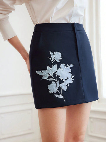 MOTF PREMIUM WOVEN WOMEN'S FLORAL EMBROIDERED SKIRT