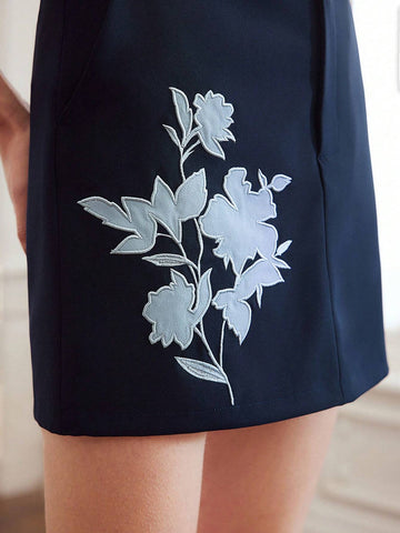 MOTF PREMIUM WOVEN WOMEN'S FLORAL EMBROIDERED SKIRT