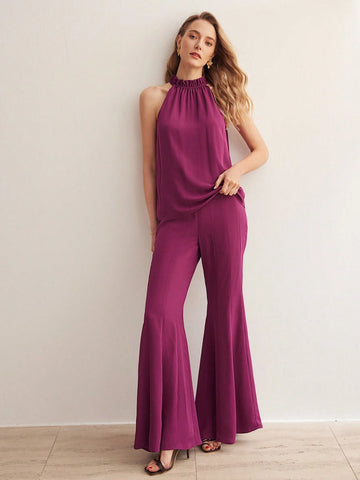 MOTF PREMIUM WOVEN WOMEN'S FRILL TRIM SLEEVELESS SHIRT