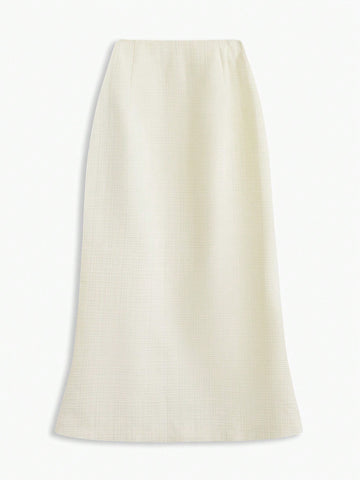 MOTF PREMIUM WOVEN WOMEN'S SOLID COLOR MIDI SKIRT