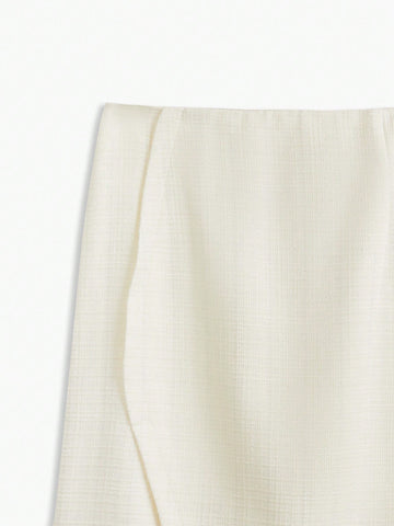 MOTF PREMIUM WOVEN WOMEN'S SOLID COLOR MIDI SKIRT