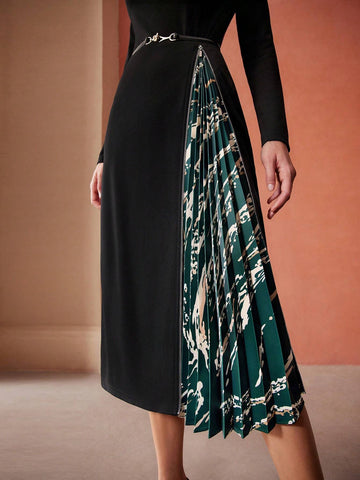 MOTF PREMIUM ZIPPER PLEATED MIDI SKIRT WITHOUT BELT