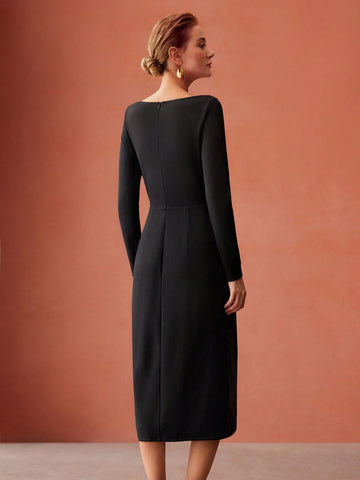 MOTF PREMIUM ZIPPER PLEATED MIDI SKIRT WITHOUT BELT