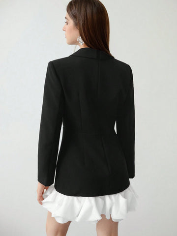 MOTF STUDIO BLACK & WHITE COLORBLOCK RHINESTONE EMBELLISHED MINI DRESS,VALENTINE'S DAY OUTFIT