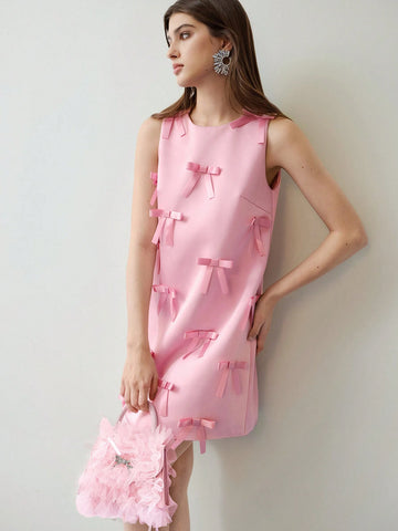 MOTF STUDIO BOW DECOR SLEEVELESS DRESS, VALENTINE'S DAY