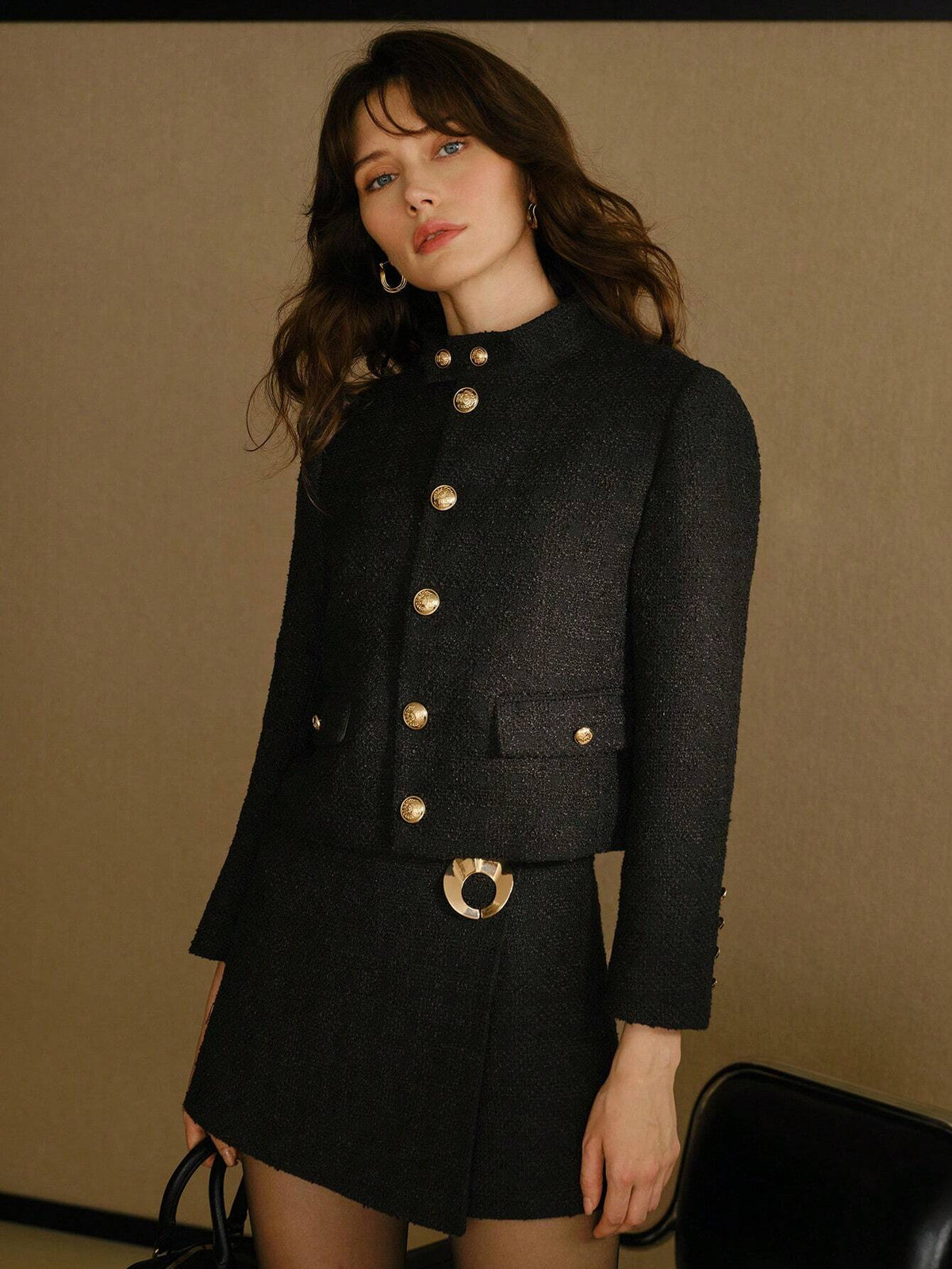 MOTF STUDIO METAL DECOR ZIP BACK SKORT