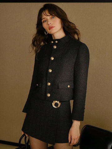 MOTF STUDIO METAL DECOR ZIP BACK SKORT