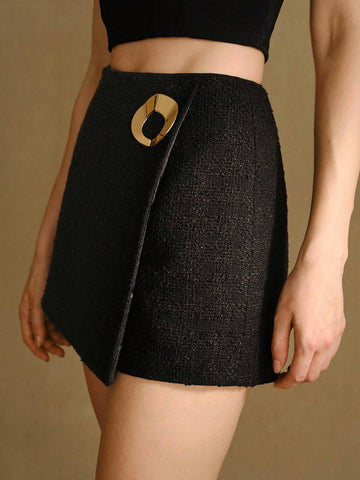 MOTF STUDIO METAL DECOR ZIP BACK SKORT