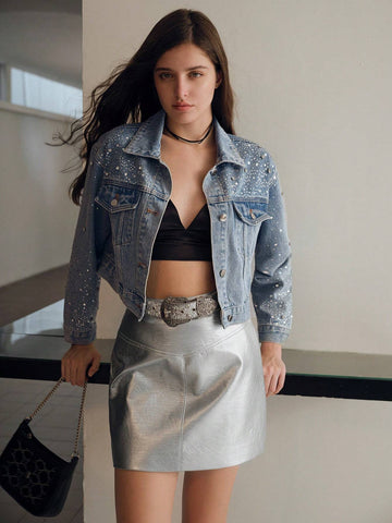 MOTF STUDIO PU LEATHER SOLID SKIRT WITHOUT BELT