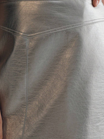 MOTF STUDIO PU LEATHER SOLID SKIRT WITHOUT BELT