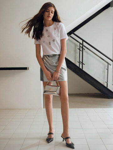 MOTF STUDIO PU LEATHER SOLID SKIRT WITHOUT BELT