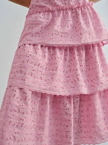 MOTF STUDIO SOLID SCHIFFY LAYERED RUFFLE HEM SKIRT