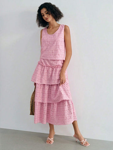 MOTF STUDIO SOLID SCHIFFY LAYERED RUFFLE HEM SKIRT
