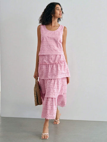 MOTF STUDIO SOLID SCHIFFY LAYERED RUFFLE HEM SKIRT