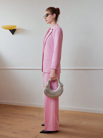 MOTF STUDIO SOLID ZIPPER FLY SEAM FRONT SUIT PANTS