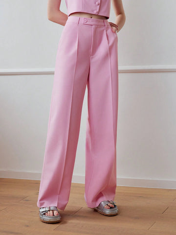 MOTF STUDIO SOLID ZIPPER FLY SEAM FRONT SUIT PANTS