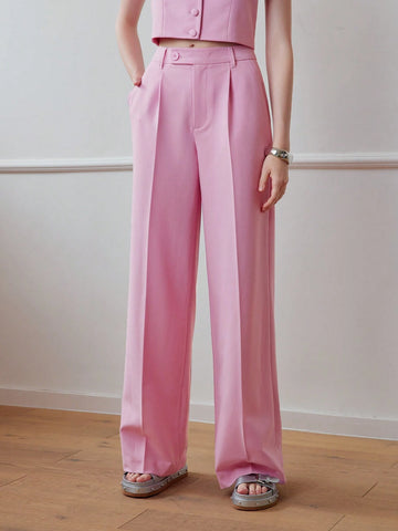 MOTF STUDIO SOLID ZIPPER FLY SEAM FRONT SUIT PANTS