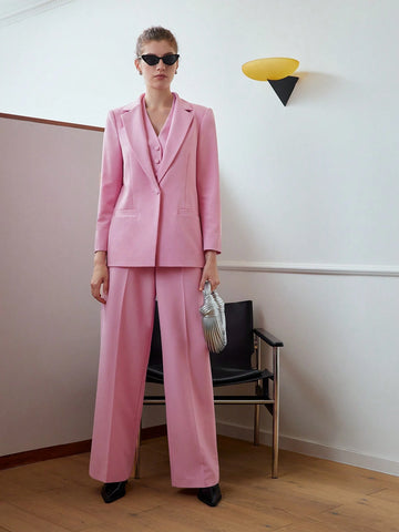 MOTF STUDIO SOLID ZIPPER FLY SEAM FRONT SUIT PANTS